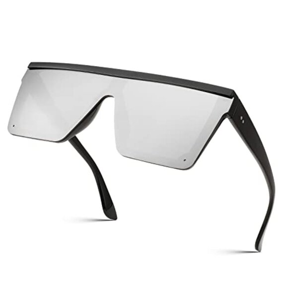 Oversized Square Sunglasses UV400 Protection Trendy Flat Top - Picture 2 of 8